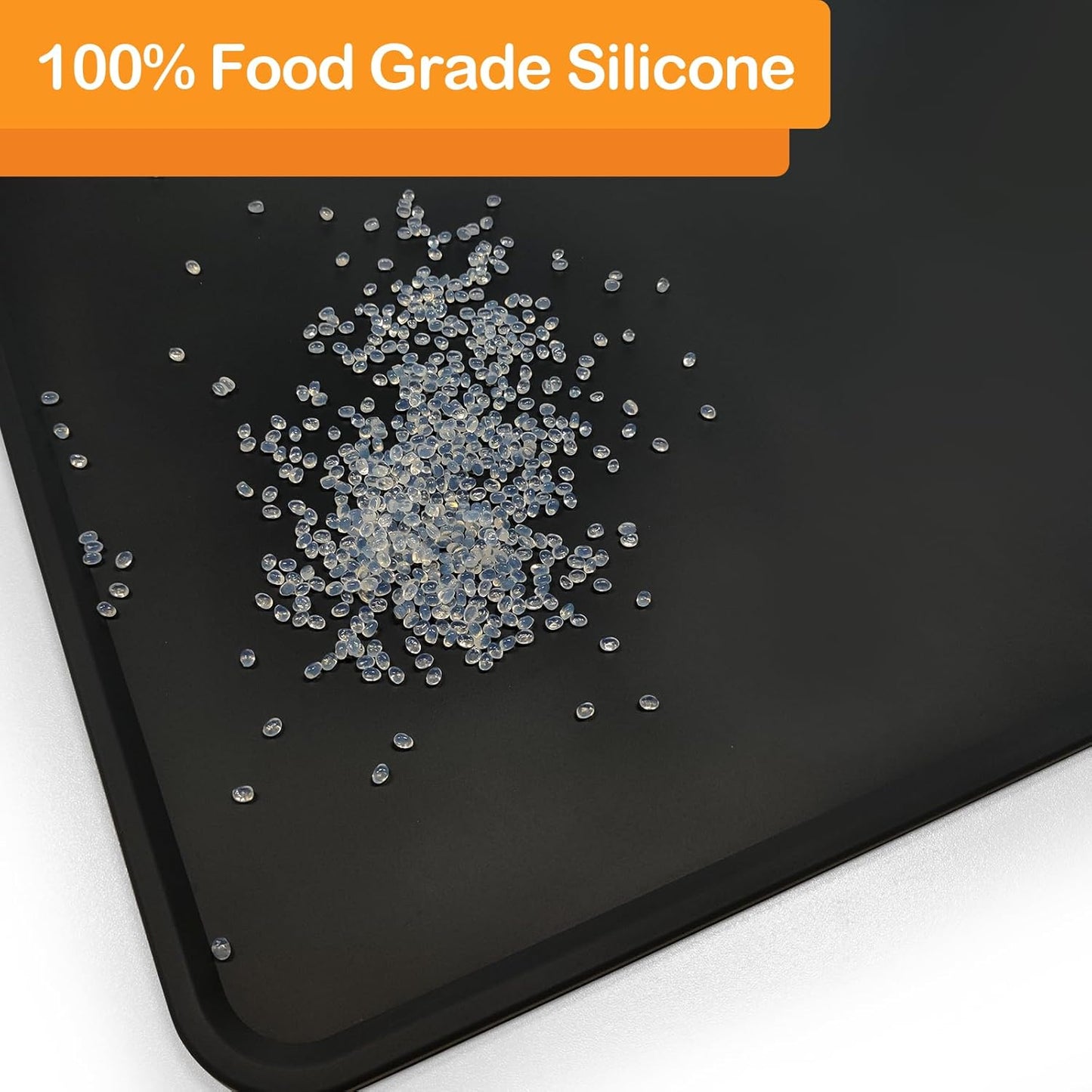 Dog Water Mat 39.4×29.5in - Silicone Dog Mat for Food and Water Extra Large - Pet Food Mat for Floors Waterproof - Pet Feeding Mat Prevent Water Food Spills - Black