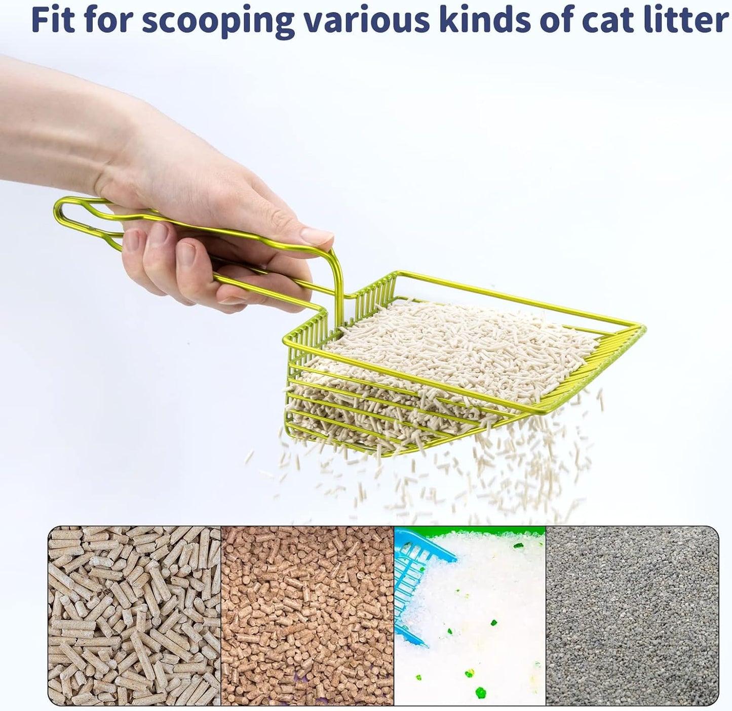 DHXYZZB Cat Litter Scoop, Metal Cat Litter Scooper Kitty Poop Scooper Stand for Litter Box, Fast Sifting Non-Stick Large Cat Poop Sifting cat Scooper (Silver, Large)