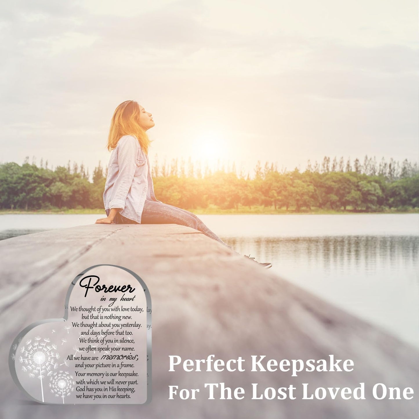 Sympathy Bereavement Gift for Women Men Acrylic Keepsake with Condolence Quotes Memorial Sign Paperweight Desk Decor for Home Remembrance Gift for Loss of Mom Dad