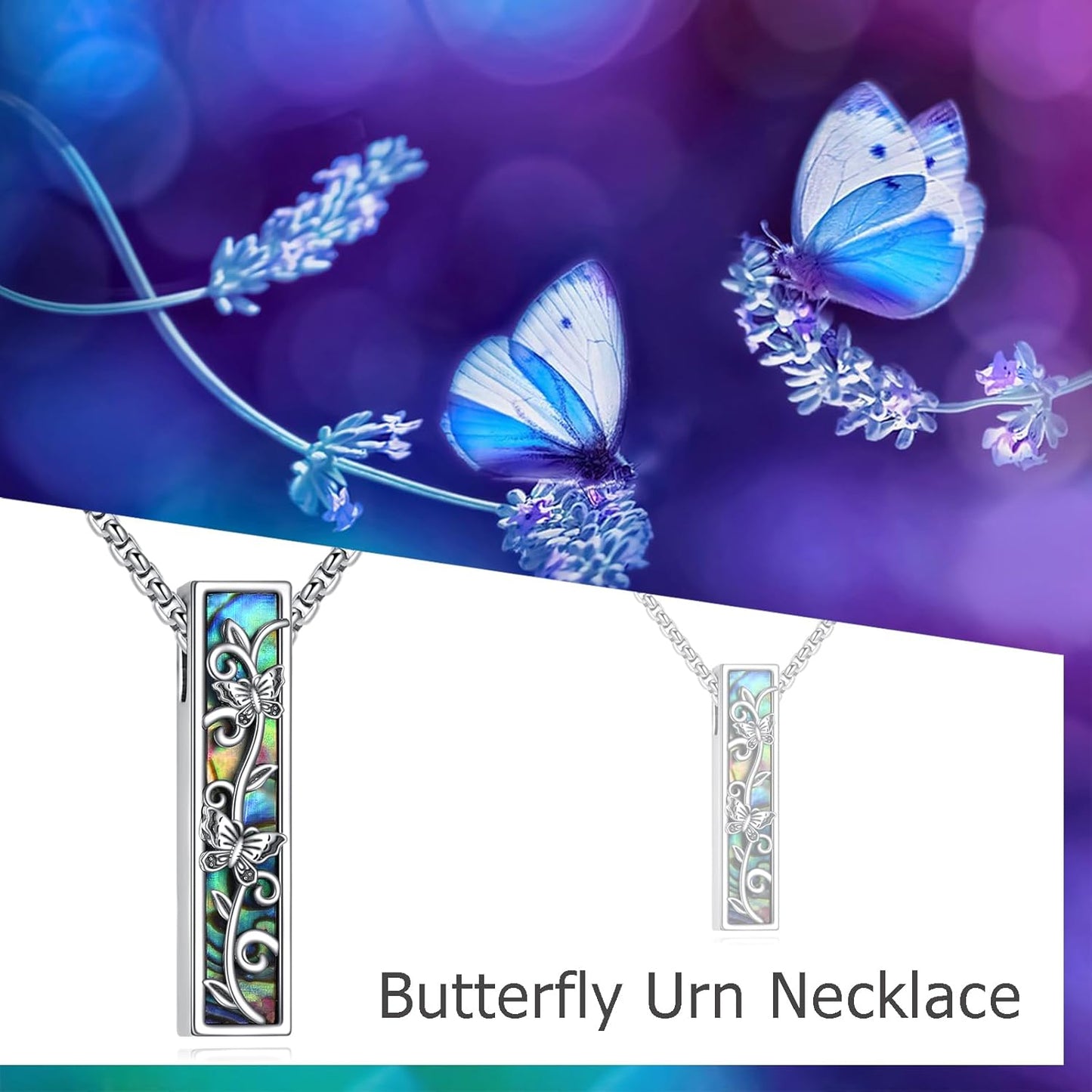 Urn Necklaces for Ashes Sterling Silver 3D Vertical Bar Memorial Pendant for Loved Ones Keepsake Cremation Jewelry Gifts for Women Men