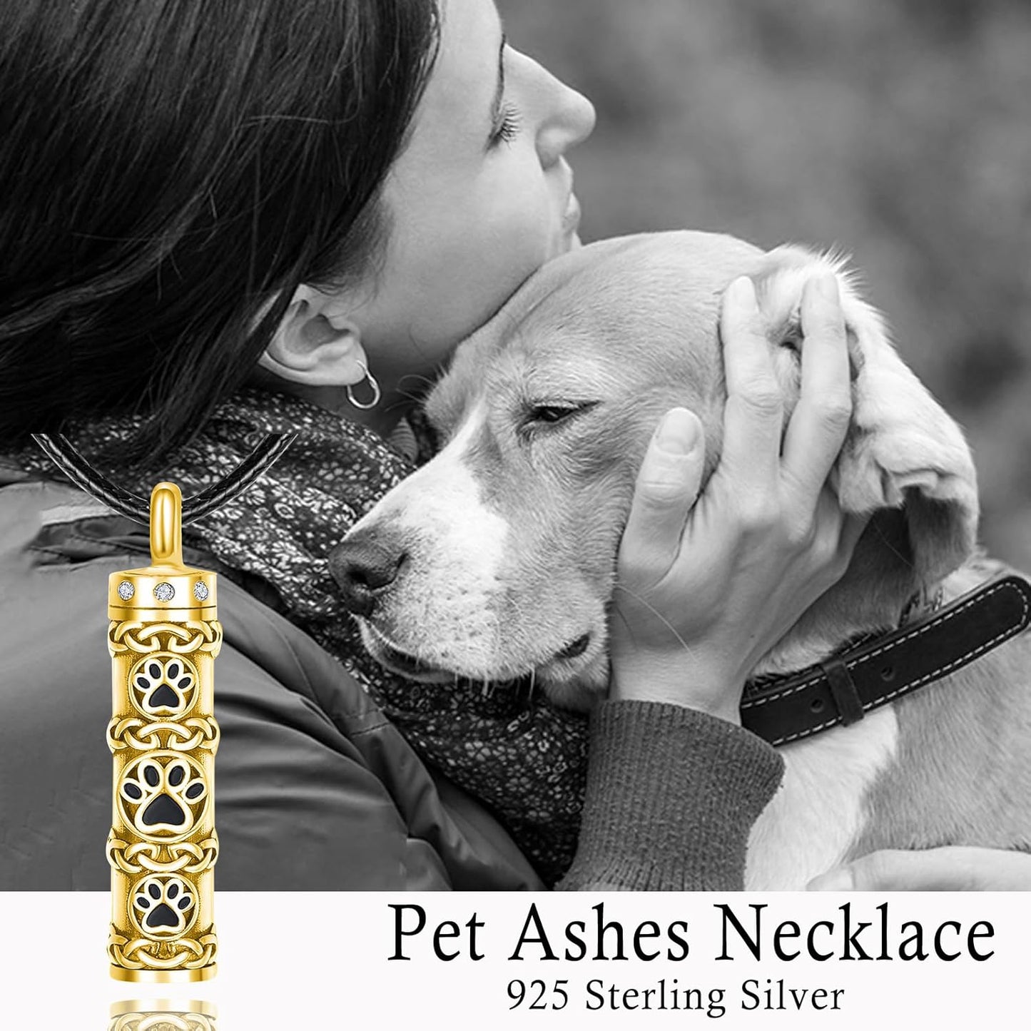Dreamboat Pet Crematian Urn Necklace for Dog Cat Ashes 925 Sterling Silver Paw Print Keepsake Pendant Jewelry Gifts for Women Men