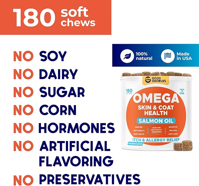Omega 3 Alaskan Fish Oil Treats for Dogs 540 Ct - Dry&Itchy Skin Relief + Allergy Support - EPA&DHA Fatty Acids - Natural Salmon Oil Chews, Hip&Joint Support - Chicken - Salmon Flavor - Made in USA