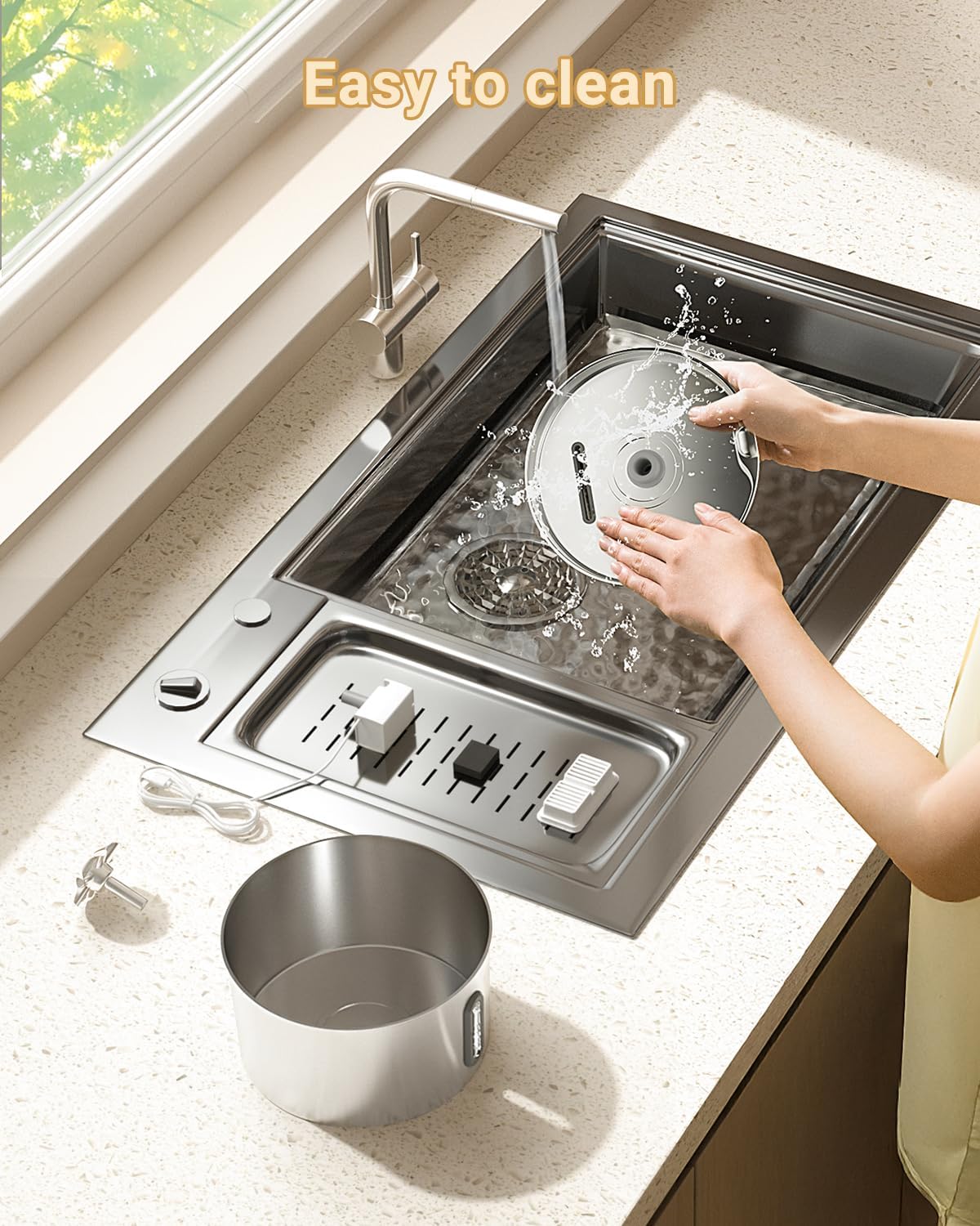 Cat Water Fountain Stainless Steel - 74oz/2.2L Corded Pet Water Dispenser Automatic Silent Cats Dispenser for Drinking Inside Indoor Metal Kitty Spout Fountain with 3 Filters & 3 Sponges