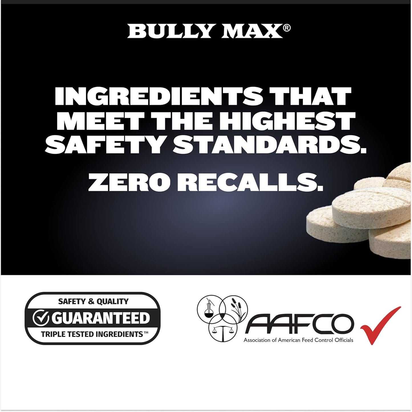 Bully Max 2-in-1 Muscle Builder Power Tabs for Puppies & Adult Dogs - Puppy & Dog Treats Vitamins for Muscle Gain & Growth - Multivitamin Supplements for All Breeds & Ages - 30 Chewable Tablets