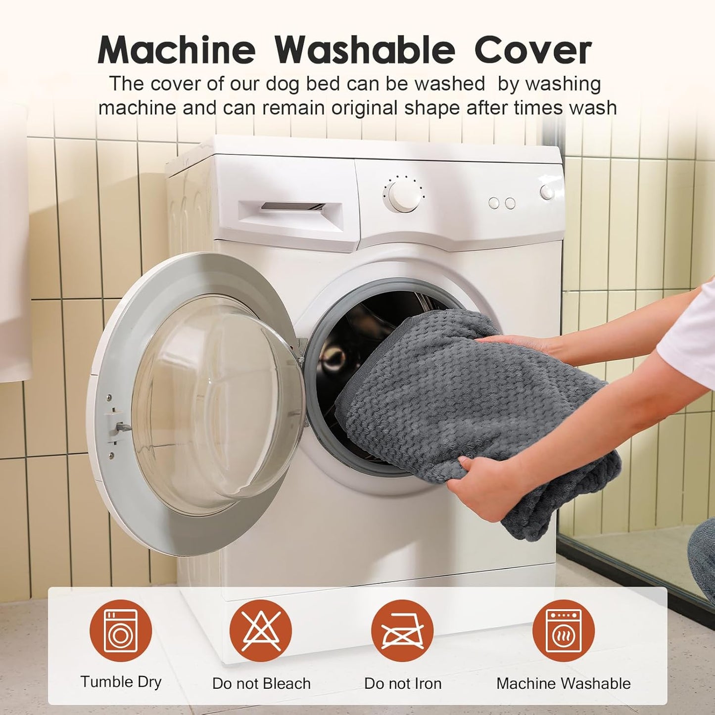 Orthopedic Dog Beds Large Sized Dog, Memory Foam Pet Bed for Medium and Large Dogs, Washable Removable Cover, Nonskid Bottom, Waterproof, 36x27x6 Inches, Dark Grey