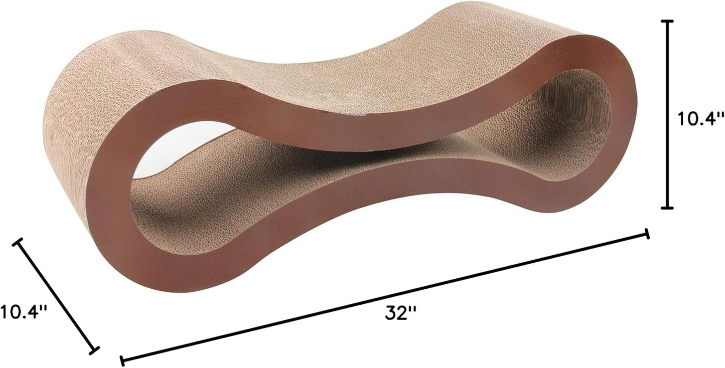 Pet Prime Large Cat Scratcher Lounge Cardboard Cat Scratching Sofa Bed Cardboard Cat Scratcher Lounger Scratch Lounge Furniture XL - 32 x 10.4 x 10.4 ''
