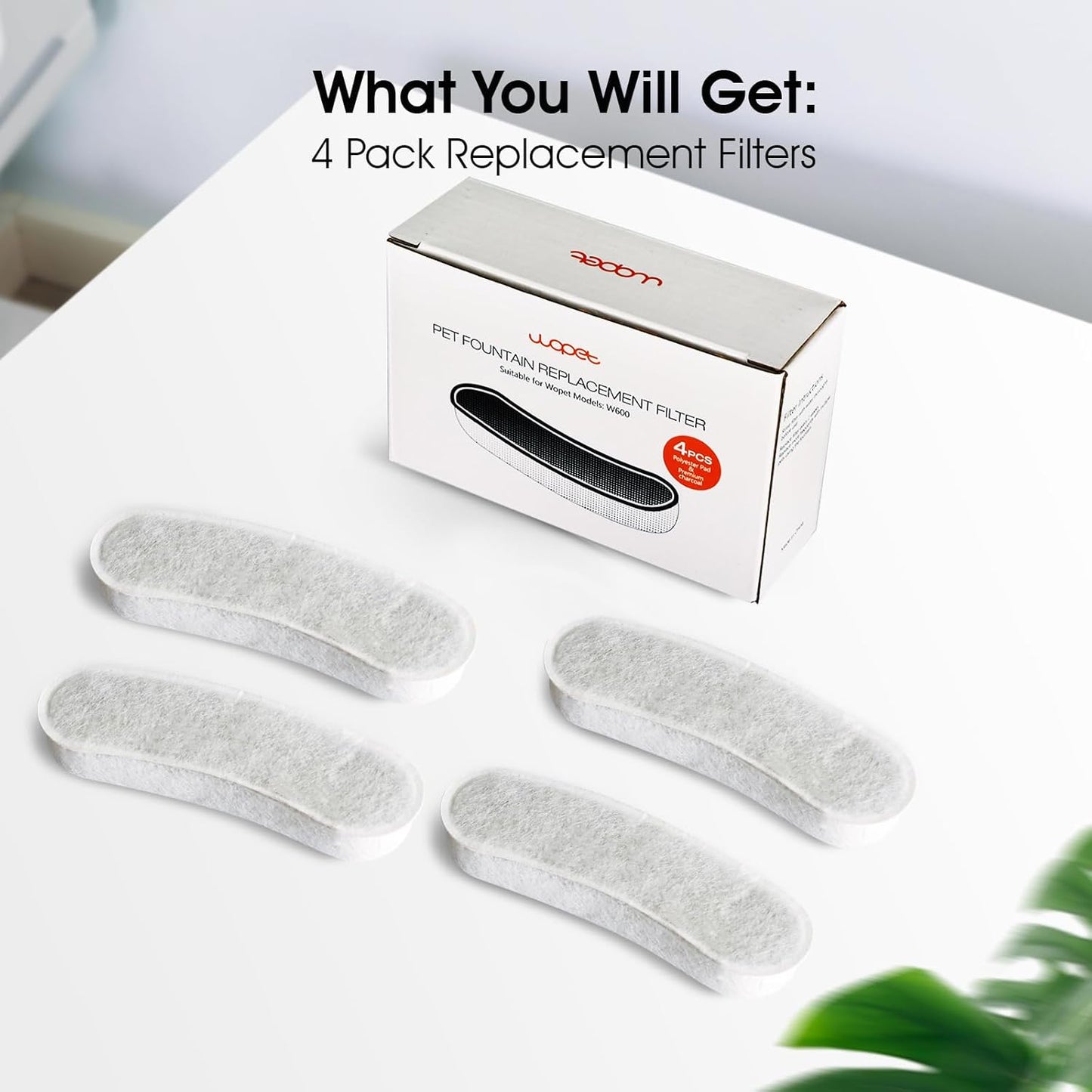 Dog Fountains by WOPET, 4 Pcs Pet Water Fountain Filters for W600 Dog Fountain, Large Water Fountain Filter Replacement