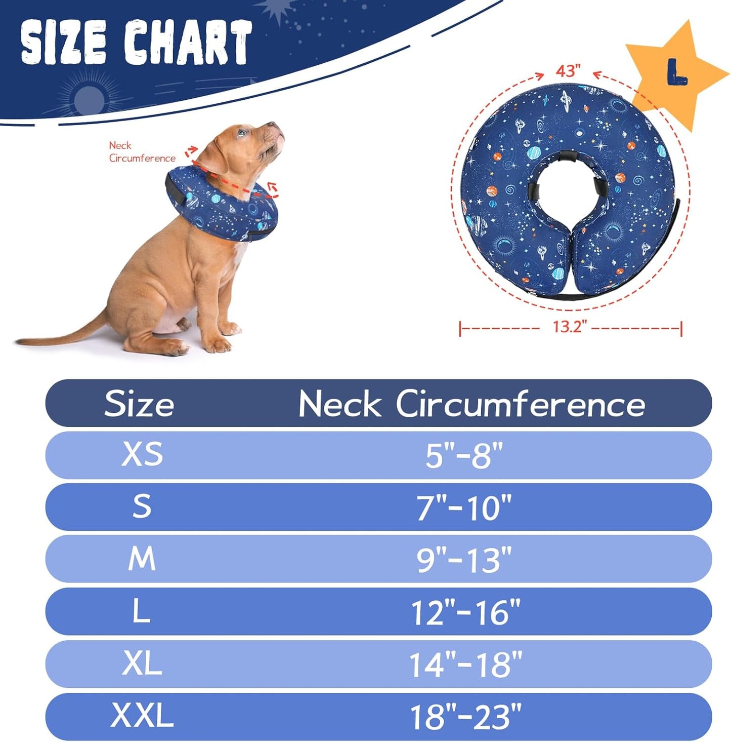 Inflatable Dog Cone Collar for After Surgery, Dog Donut Collar After Surgery, Soft Doggie Cone for Small Medium Large Dogs to Stop Licking