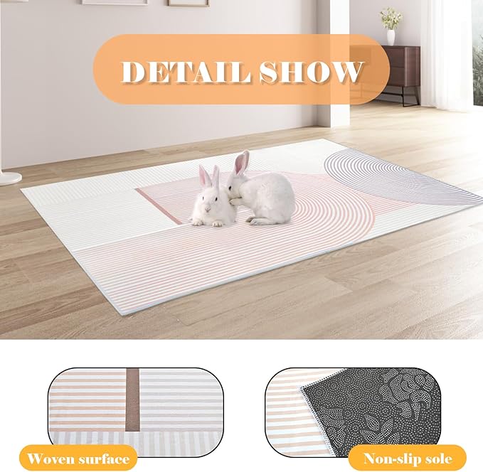 kathson Large Rabbit Cage Liner 78.7”×39.4” Guinea Pig Bedding Bunny Washable Floor Mat Reusable Absorbent Non Slip Pet Pee Pad for Small Animals Cages Hamster Chinchilla Cat Dog