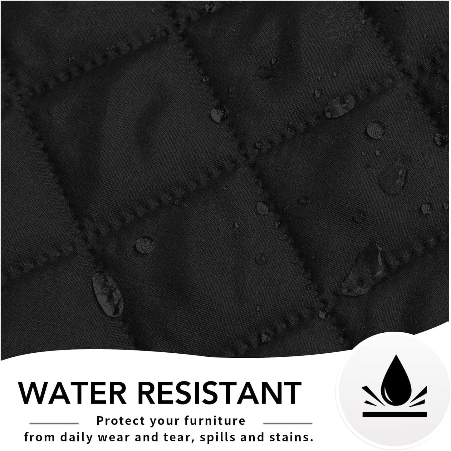 Easy-Going Reversible Chaise Lounge Couch Cover Water Resistant Sofa Cover Sectional L Shaped Sofa Slipcover with Adjustable Straps Furniture Protector for Dogs (115X34 in, Black/Black)