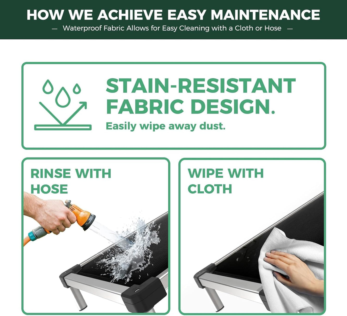 FXW TitanNest Chew-Proof Elevated Dog Bed, Raised Cot for Indoor/Outdoor/Camping Use, Durable & Washable Padded Pet Bed for Medium Dogs, 41.0" L x 27.0" W x 5.0" H, Black