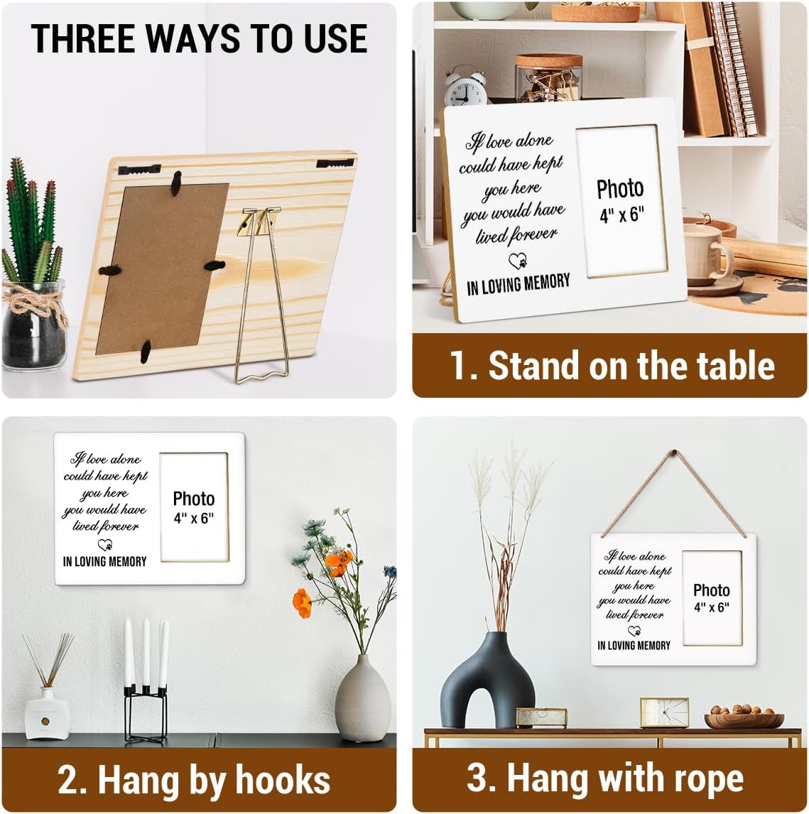 Dog Memorial Photo Frame, Pet Memorial Gifts for Loss of Dogs, Sympathy Gift for Dog, Cat Passed Away Bereavement Remembrance Wooden Picture Frames, Photo 4 x 6 Inches