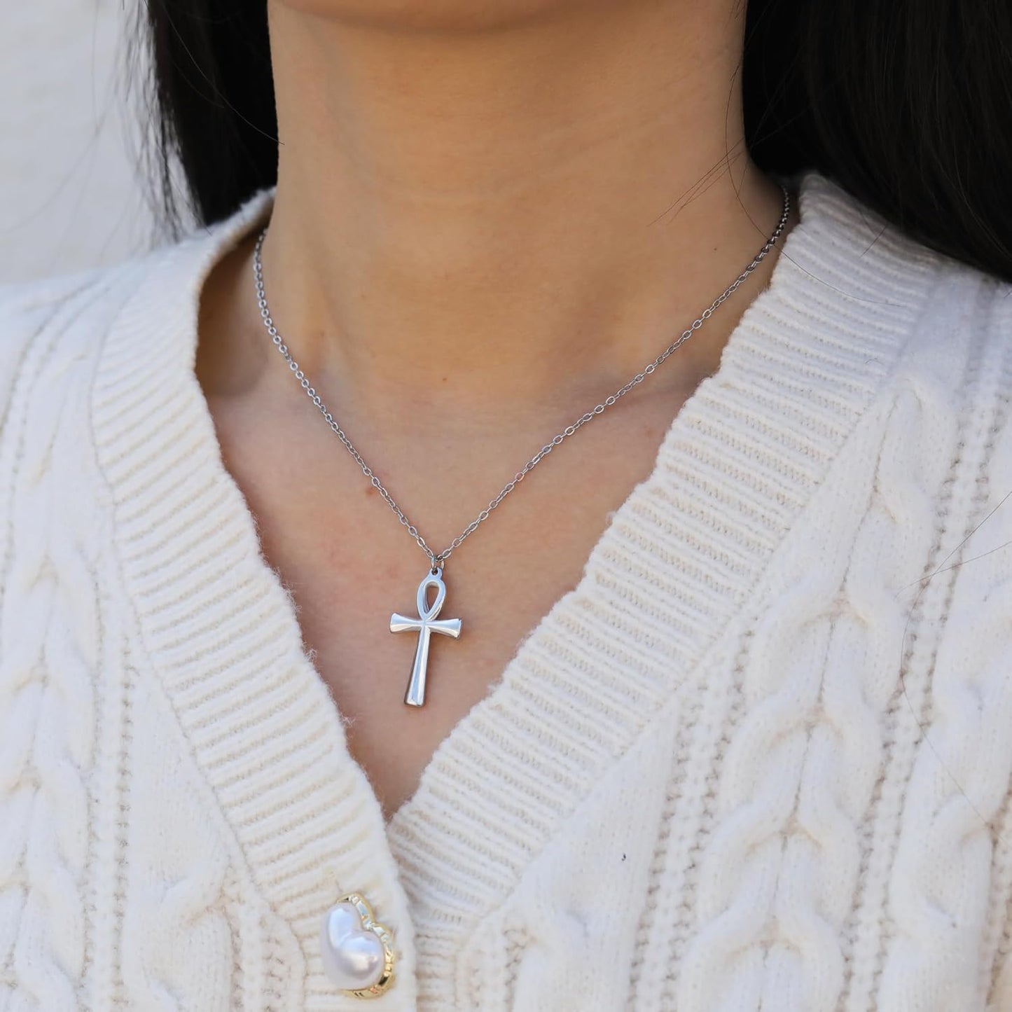 Baydurcan Pendant Necklace for Women Evil Eye Ankh Bow Necklace for Friends Sister Birthday Just Because Christmas Gifts