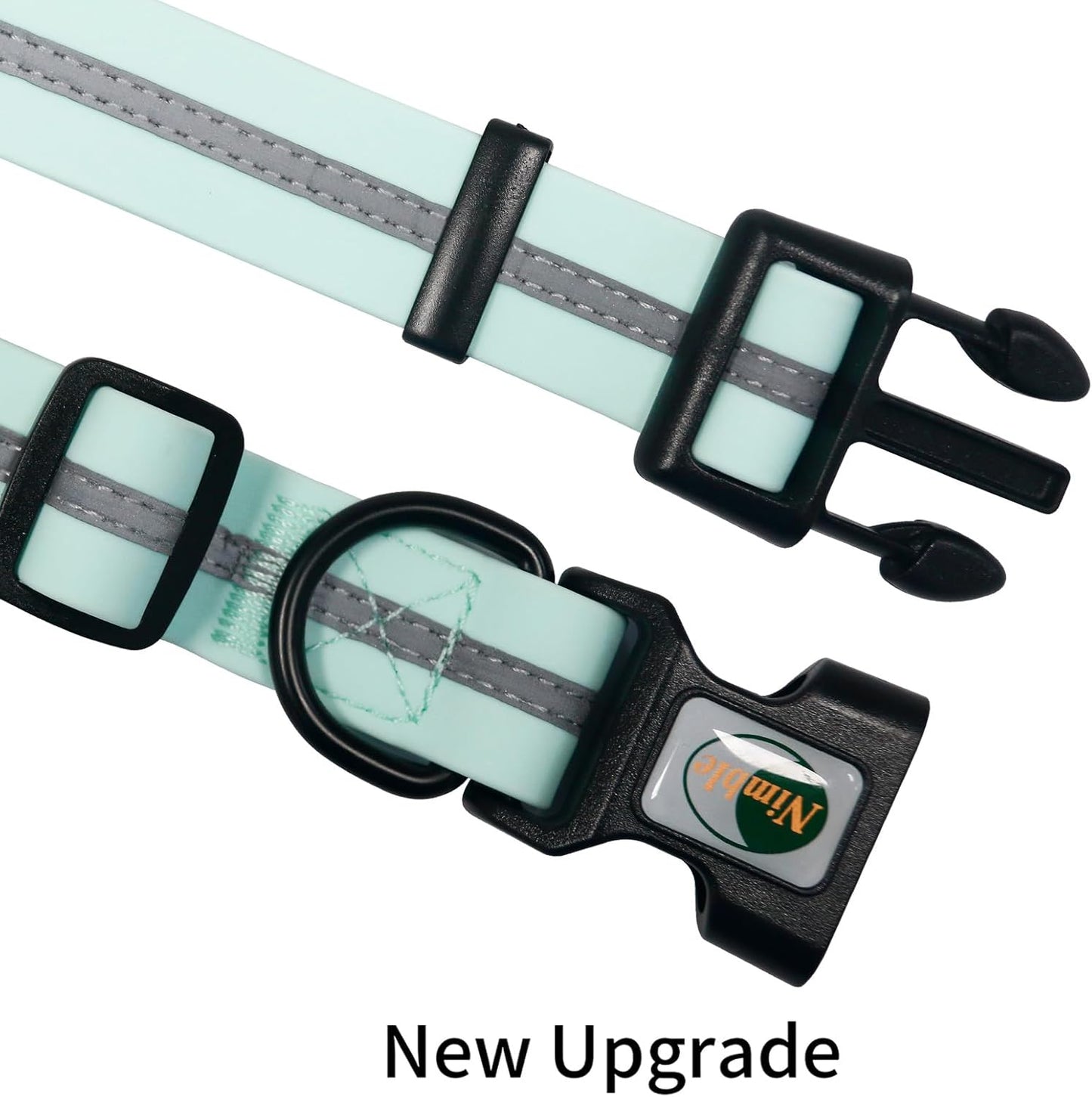 NIMBLE Dog Collar Waterproof Pet Collars Adjustable, Reflective, Durable Flex Poly Coated Nylon Basic Dog Collars 9 Colors in Size S/M/L (Light Blue, Small (9.45”-14.17”inches))