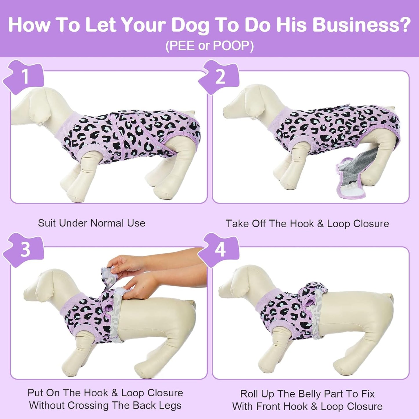 Kuoser Dog Recovery Suit for Dogs After Surgery,Professional Surgical Onesie for Female Male Dogs Spay Neuter,Soft Dog Surgery Suit Bodysuit for Abdominal Wounds Skin Disease,Purple Leopard M