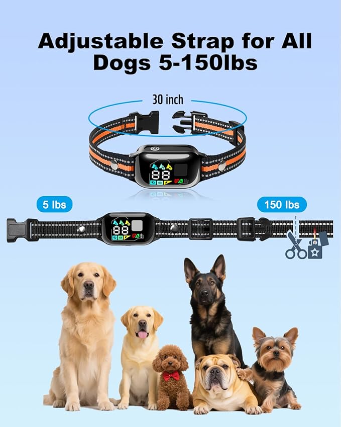2-in-1 Dog Shock Collar with Remote Control and Automatic Bark Mode - Electric Training Smart Anti Barking Collars for Small Medium Large Dogs E-Collar 3300FT (5-150Lbs) IPX7 Waterproof