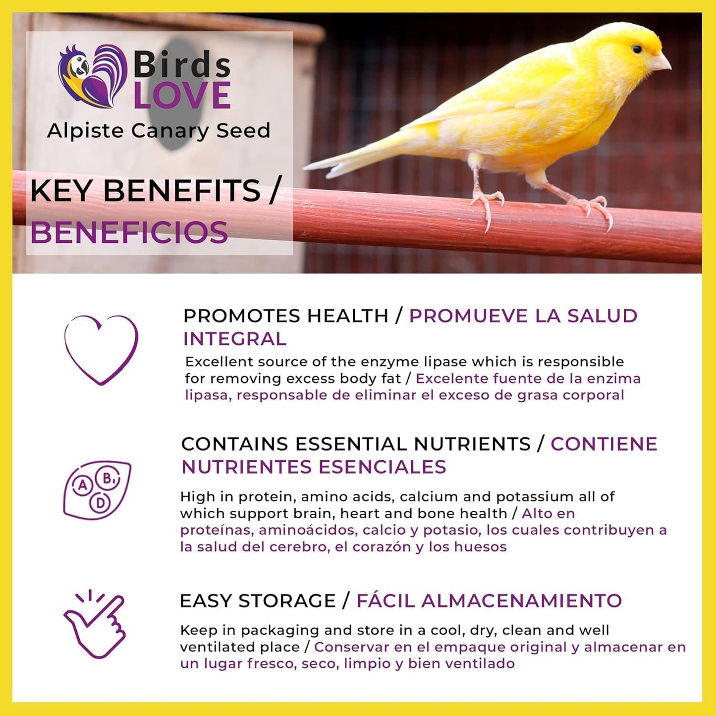 Birds LOVE Alpiste Canary Seed – 100% Pure, Non-GMO, Double Cleaned Food for Canaries, Finches, Budgies & Parakeets – No Additives, Bird Feed, 5 lbs