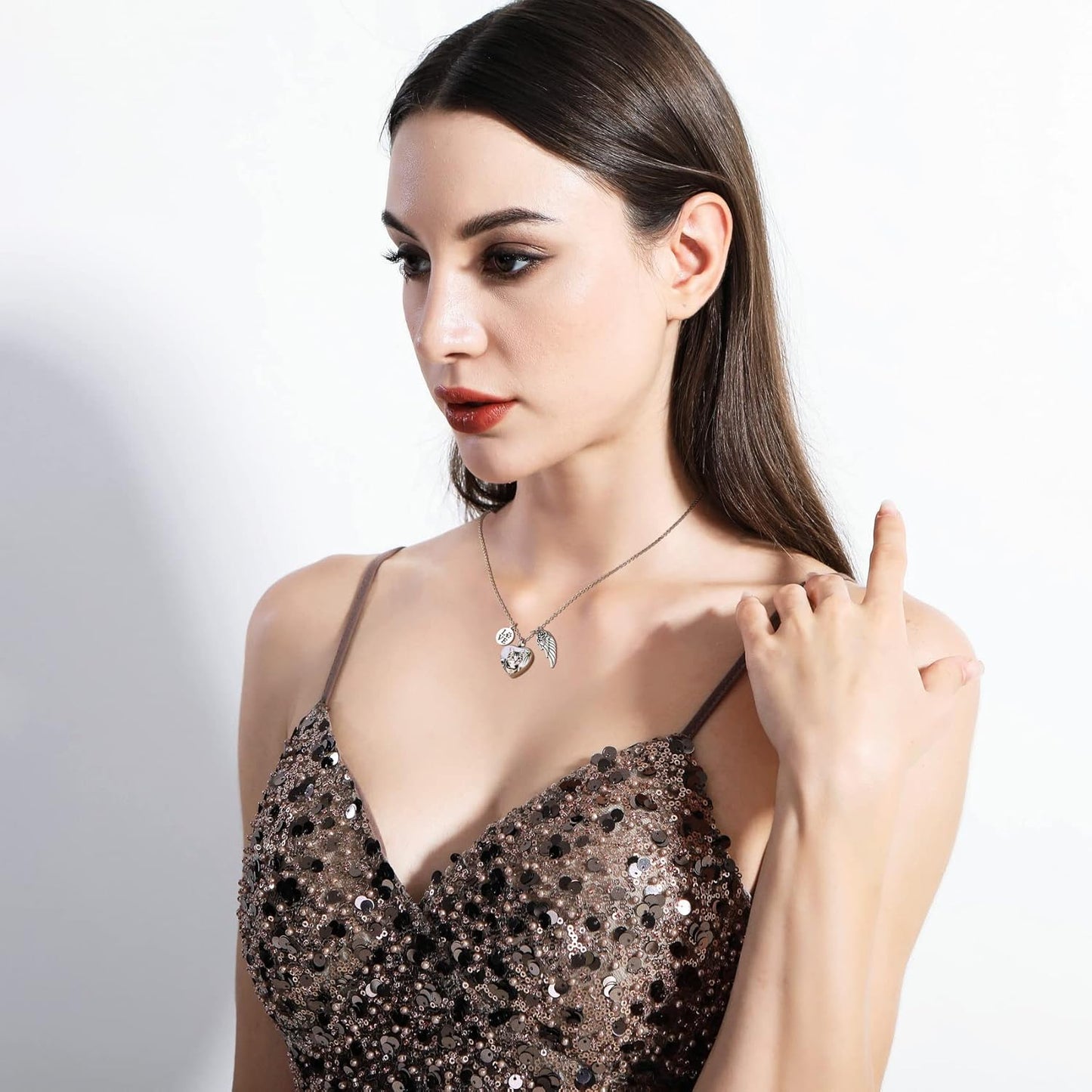 Personalized Urn Necklace for Pet Ashes Custom Photo/Name/Date Paw Print Pendant for Women Men Cremation Jewelry Memorial Keepsake for Dog/Cat/Pet Urn Necklace with Funnel Fill Kit