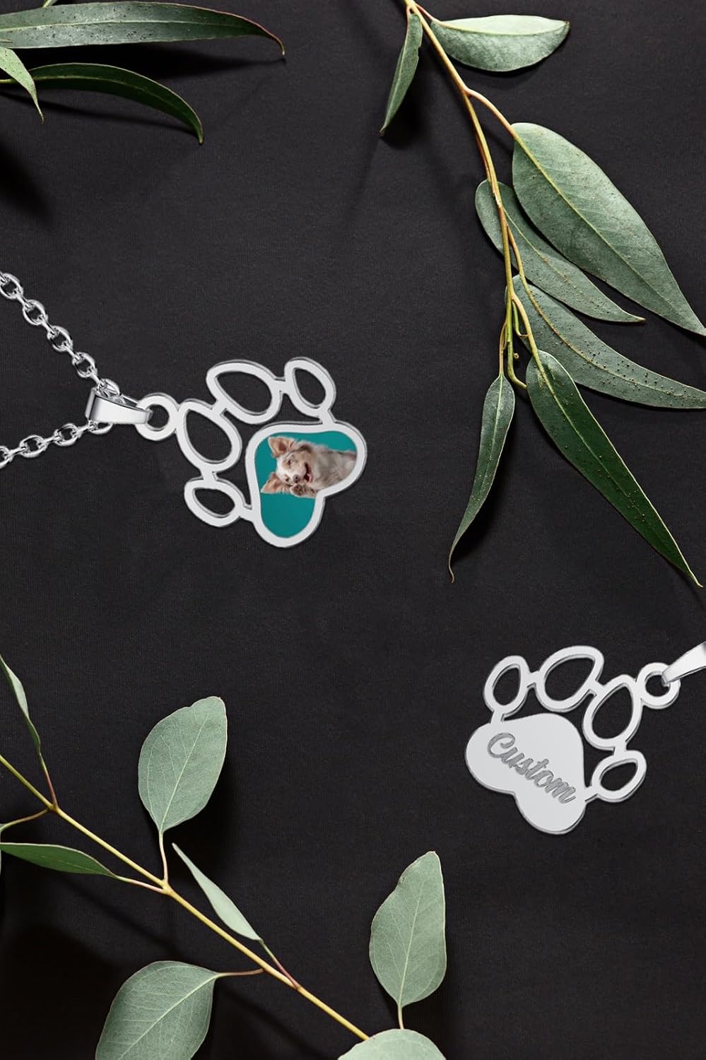 CharmSStory Personalized Photo Necklaces Custom Engraved Name Necklace Memory Keepsake Picture Necklace Pendant Customized Gifts for Women Men