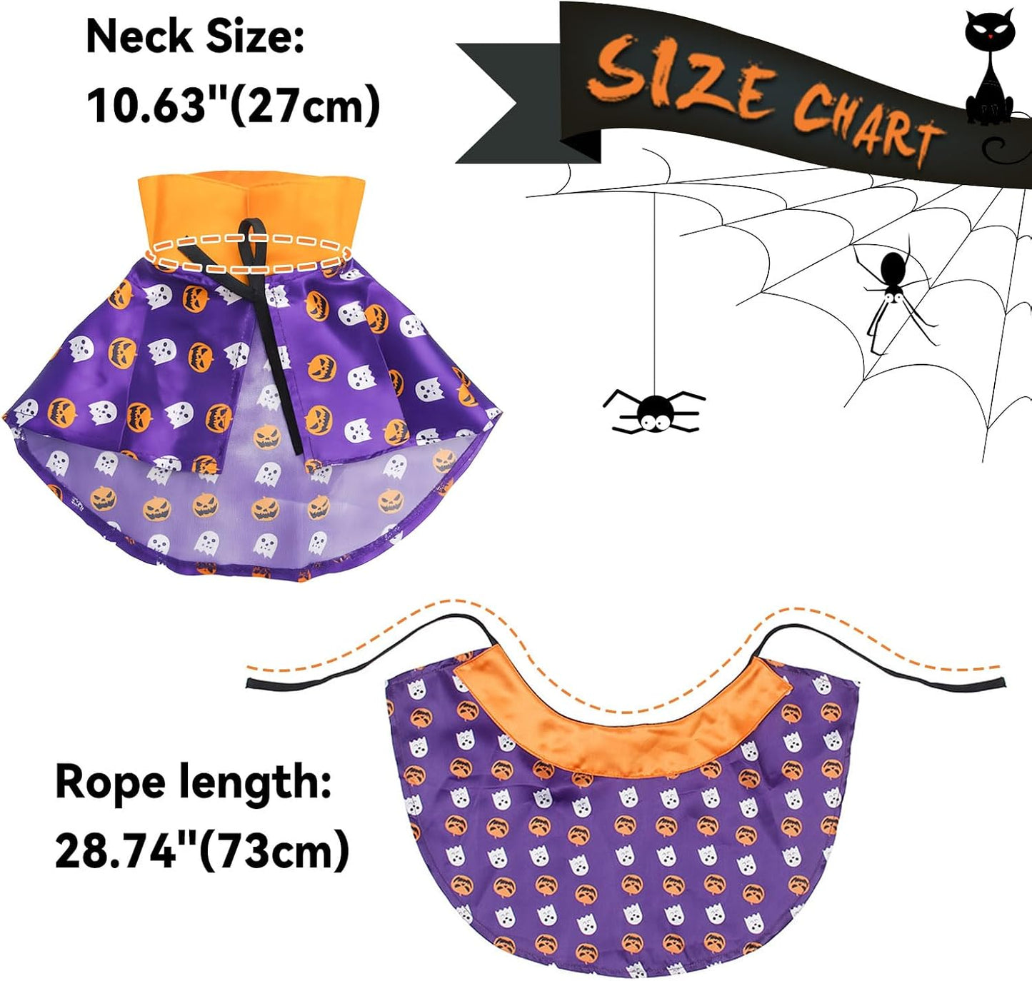 LESYPET Cat Halloween Costume Cats Pumpkin Cloak, Wizard Bandana for Puppy Cat Cosplay for Halloween, Christmas, Party