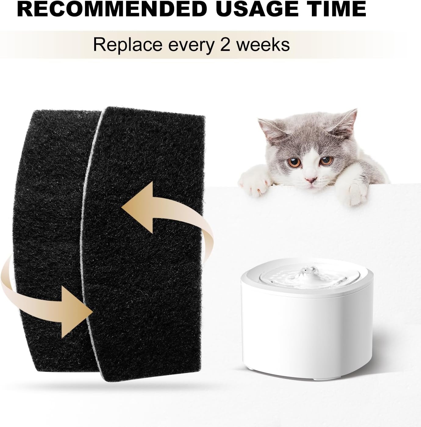 Cat Water Fountain Filters, 12 Pieces Set Cat Fountain Filter Replacement Compatible with 101oz/3L Pet Water Dispenser (12 Pices Filters)