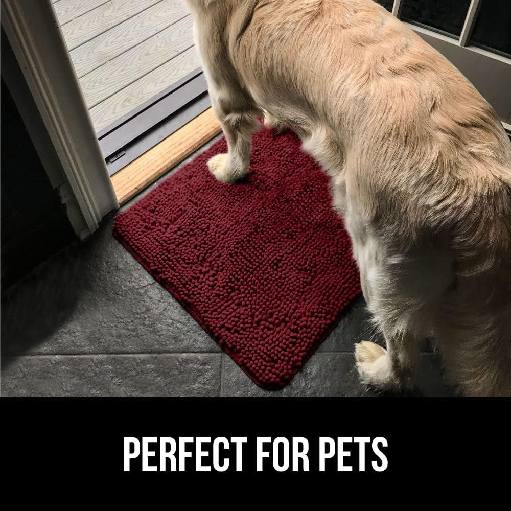 GORILLA GRIP Dog Doormat, Absorbent Doormats for Muddy Dogs Paws, 30x20 Machine Washable Soakstopper Rugs, Cleaner Floors, US Designed Pet Bed Door Mat, Indoor Entrance Pets Rug, Burgundy