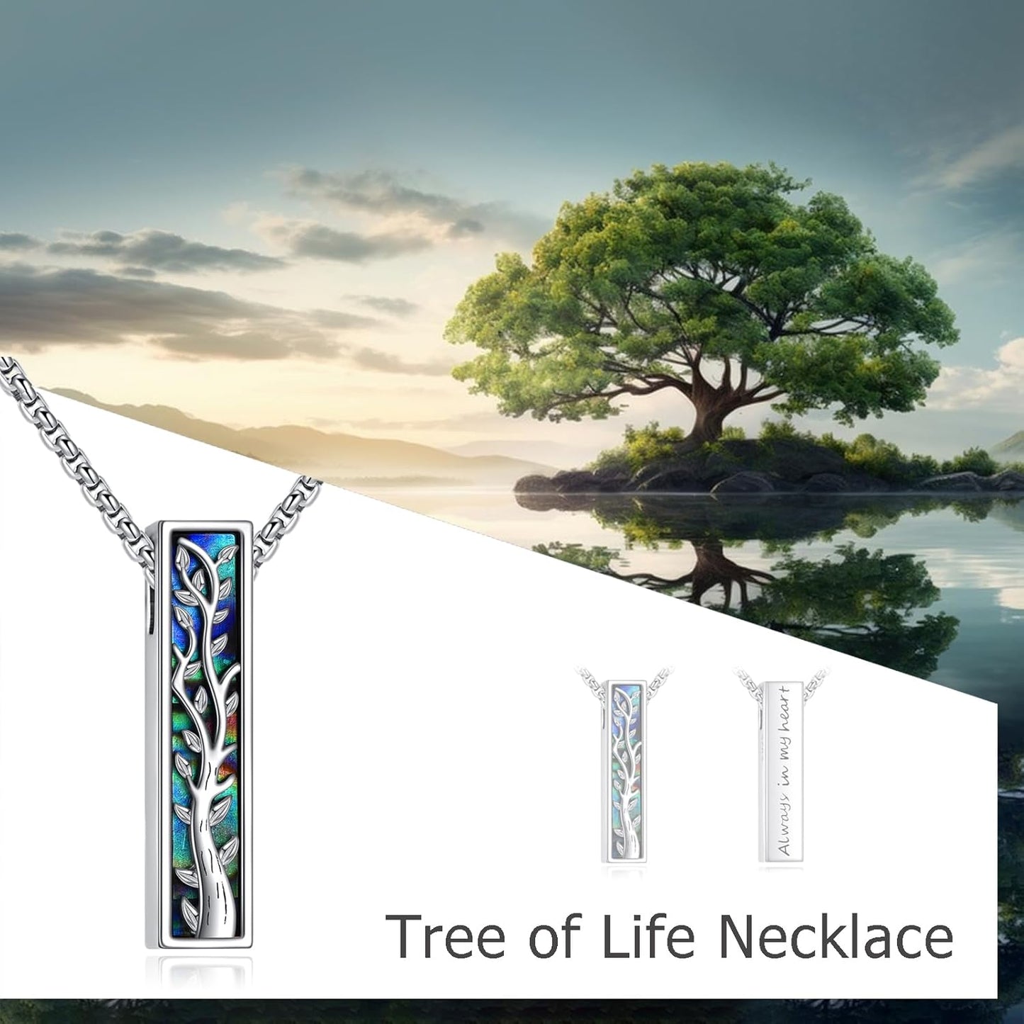 Urn Necklaces for Ashes Sterling Silver 3D Vertical Bar Memorial Pendant for Loved Ones Keepsake Cremation Jewelry Gifts for Women Men
