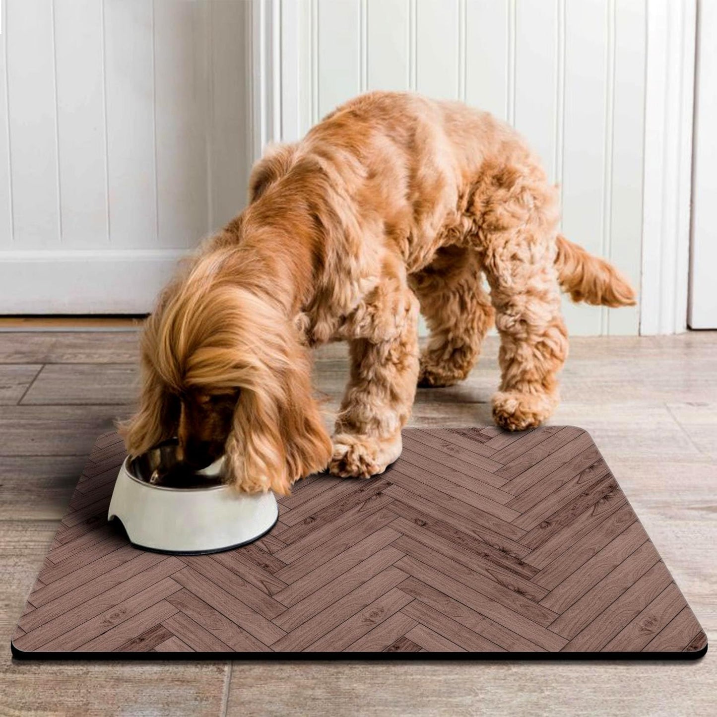 Dog Food Mats for Floors Absorbent, Pet Cat Food Mat - Quick Dry Dog Bowl Mats for Food and Water