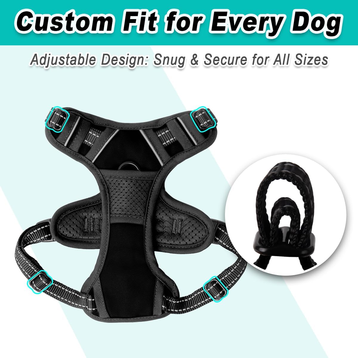 BARKBAY Dog Harness No Pull for Small Dogs - Adjustable, Reflective, Comfortable, No Choke, Heavy-Duty - Perfect for Outdoor Training, Walking, and Hiking - Strong & Durable - XS & Black