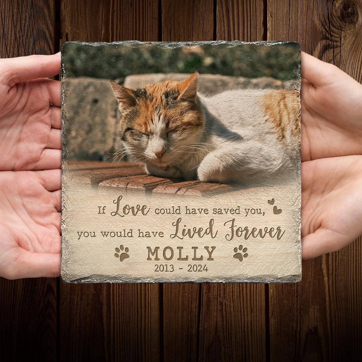 Custom Memorial Stones for Cats - Bereavement Gifts for Loss of Pet - Customizable Square Headstones for Cat - Ideal for Garden Marker & House Decor