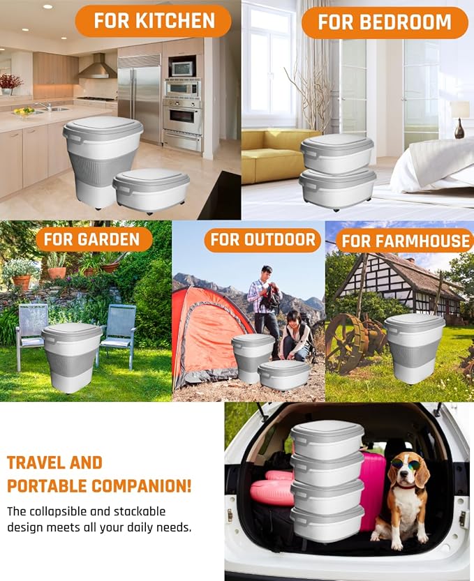 28-30Lbs Dog Food Storage Container, Collapsible Dog Food Container with Lid,Multifunctional Pet Food Storage Container for Dog,Cat,Rice,Flour,Pet Food Scoop and Small Container