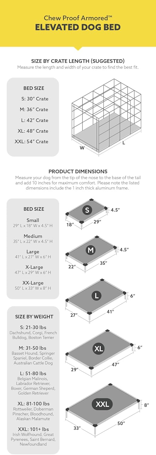 K9 Ballistics Chew Proof Elevated Cooling Dog Bed - Made for Aggressive Chewers, Virtually Indestructible, Ripstop Fabric with No Padding, Pre-Assembled - Small, Blue Quartz
