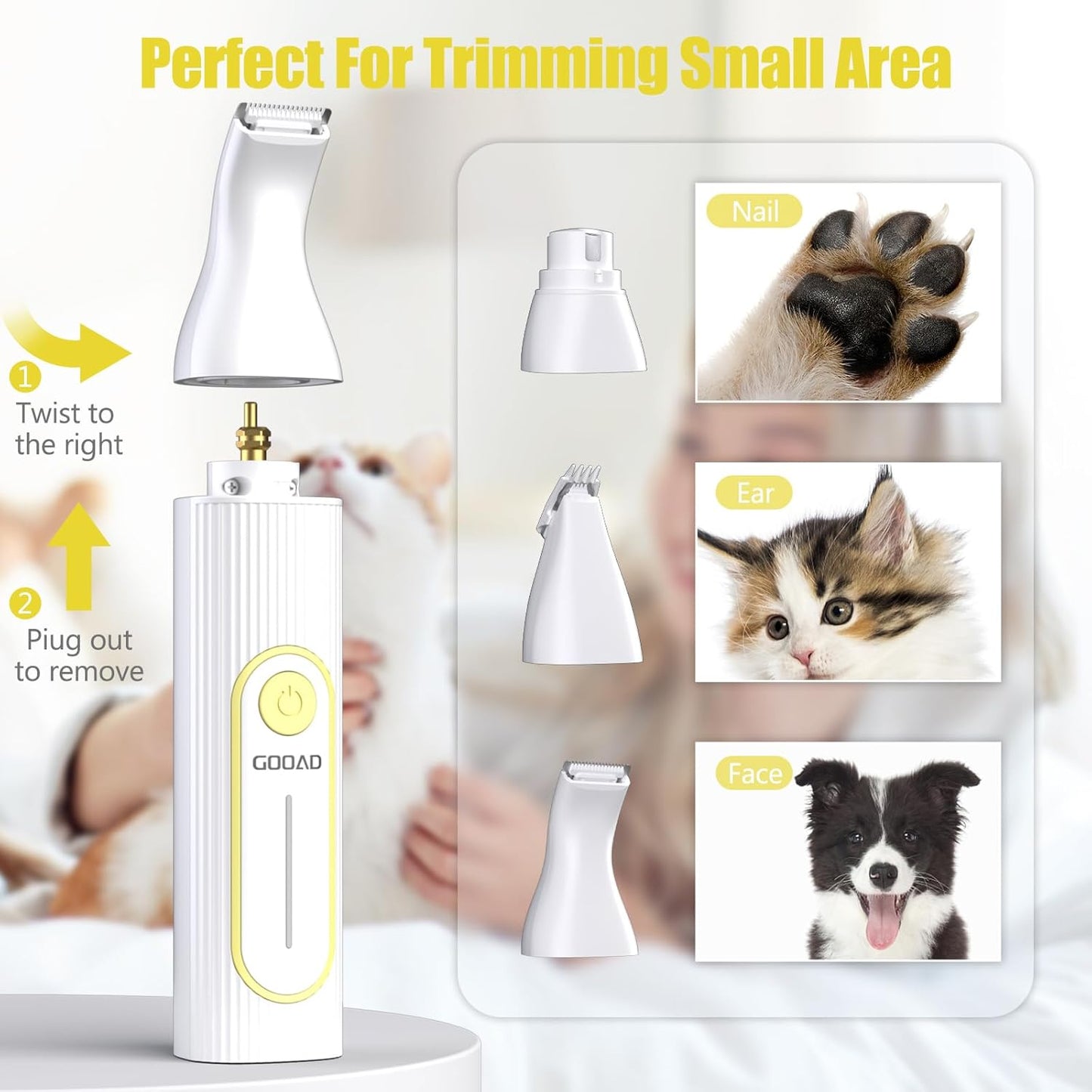 Dog Clippers for Grooming,Dog Grooming Kit for Heavy Thick Hair&Coats/Low Noise Rechargeable Cordless Pet Shaver with Paw Trimmer Nail Grinder/Hair Trimmer for Small & Large Cats