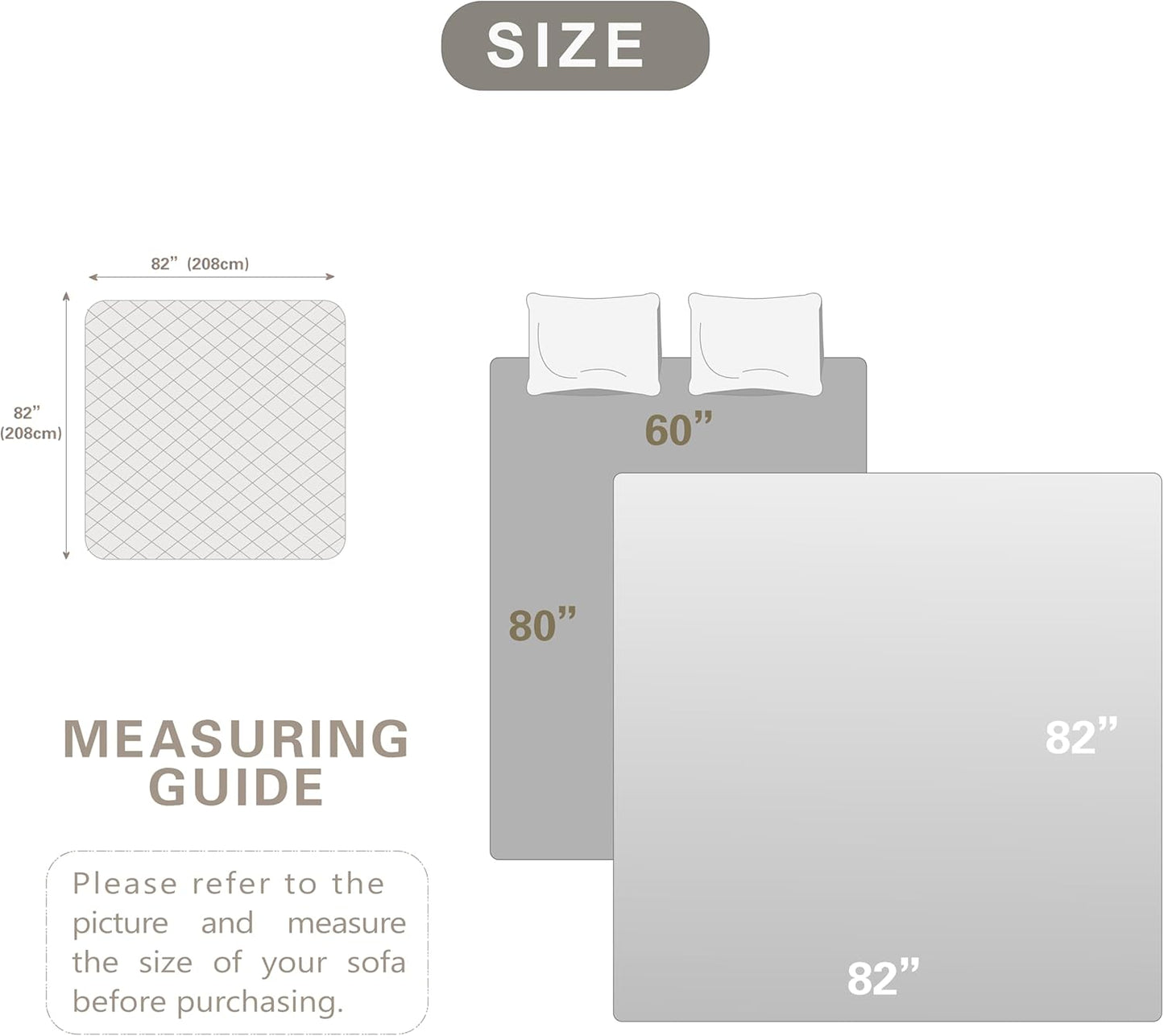 Dogs/Cats Bed Mats, Dog Pad Washable Removable Couch Cover with Anti-Slip Back, Plush Long Fur Mat, Perfect for Small, Medium and Large Dogs.(Magic Gray, 82"x82")