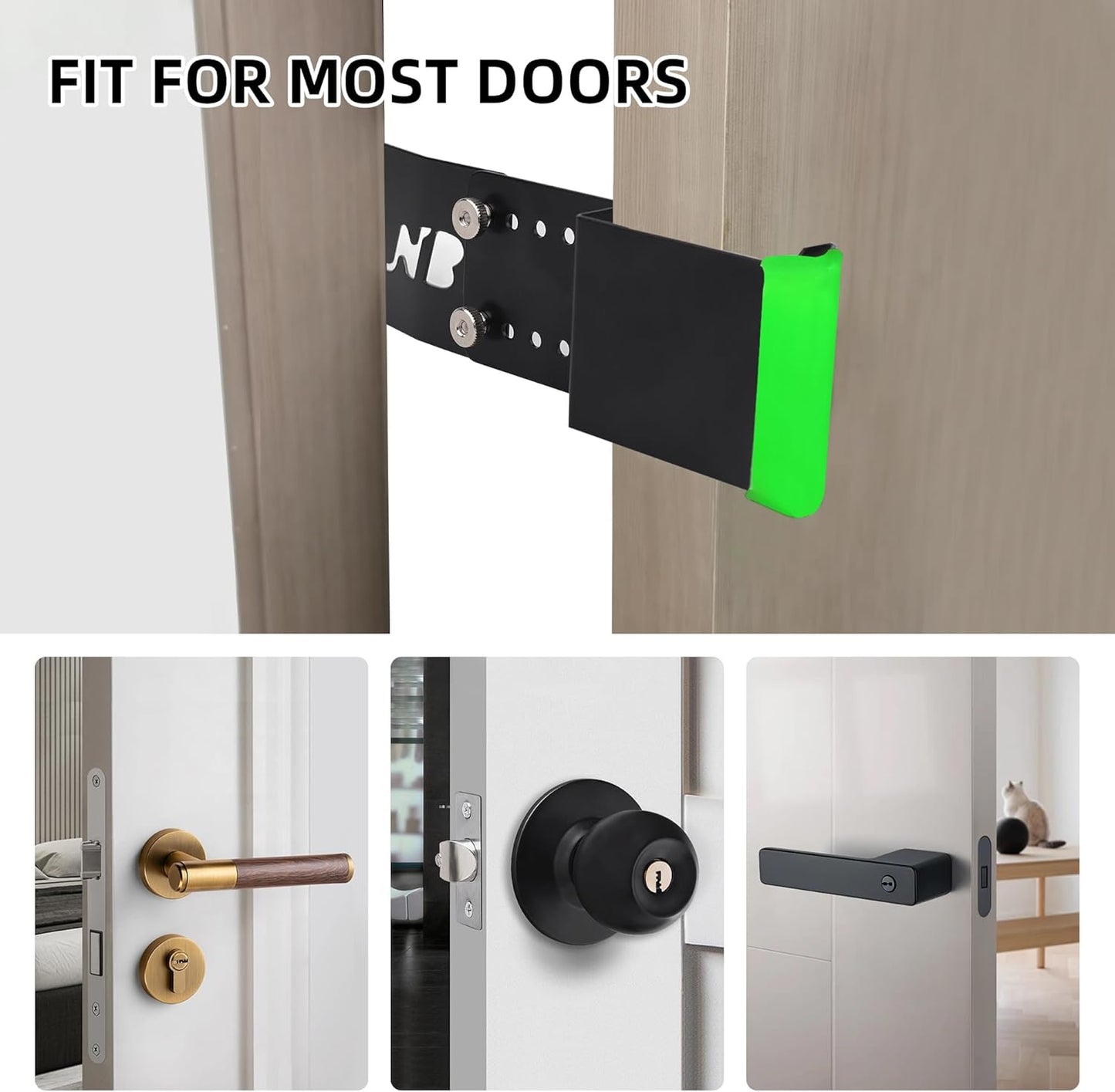 Cat Door Latch, Door Prop for Cats Keep Dogs Out of Cat Feeding Station & Litter Box, Cat Door Stopper with Silicone Anti-Collision Pad, Pet Door Interior Door Alternative, Steel Black 2 Packs