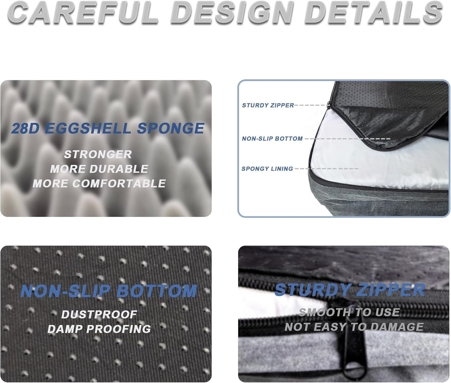 Dog Bed for Medium Size Dogs with Removable Washable Cover Pet Bed Large Orthopedic Dogs Bed with Sides Egg-Crate Foam Dog Couch Waterproof Memory Foam Non-Slip Bottom-L(35'*26.5')-Grey