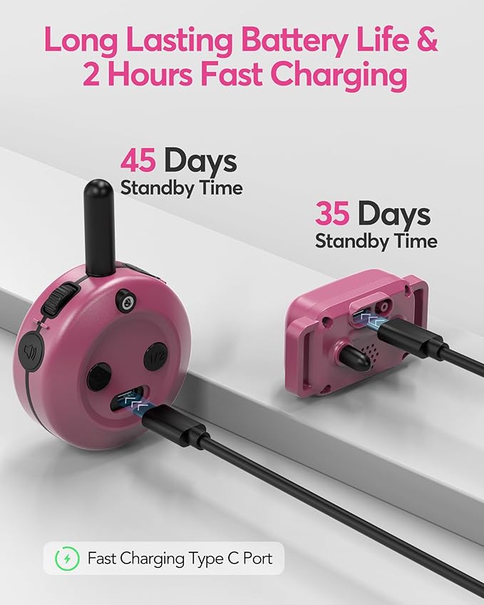 Jugbow Dog Shock Collar - 3/4 Mile Dog Training Collar with Remote for Large Medium Small Dogs, Rechargeable IPX8 Waterproof E-Collar with 3 Training Modes, LED Light & Security Lock (Pink)