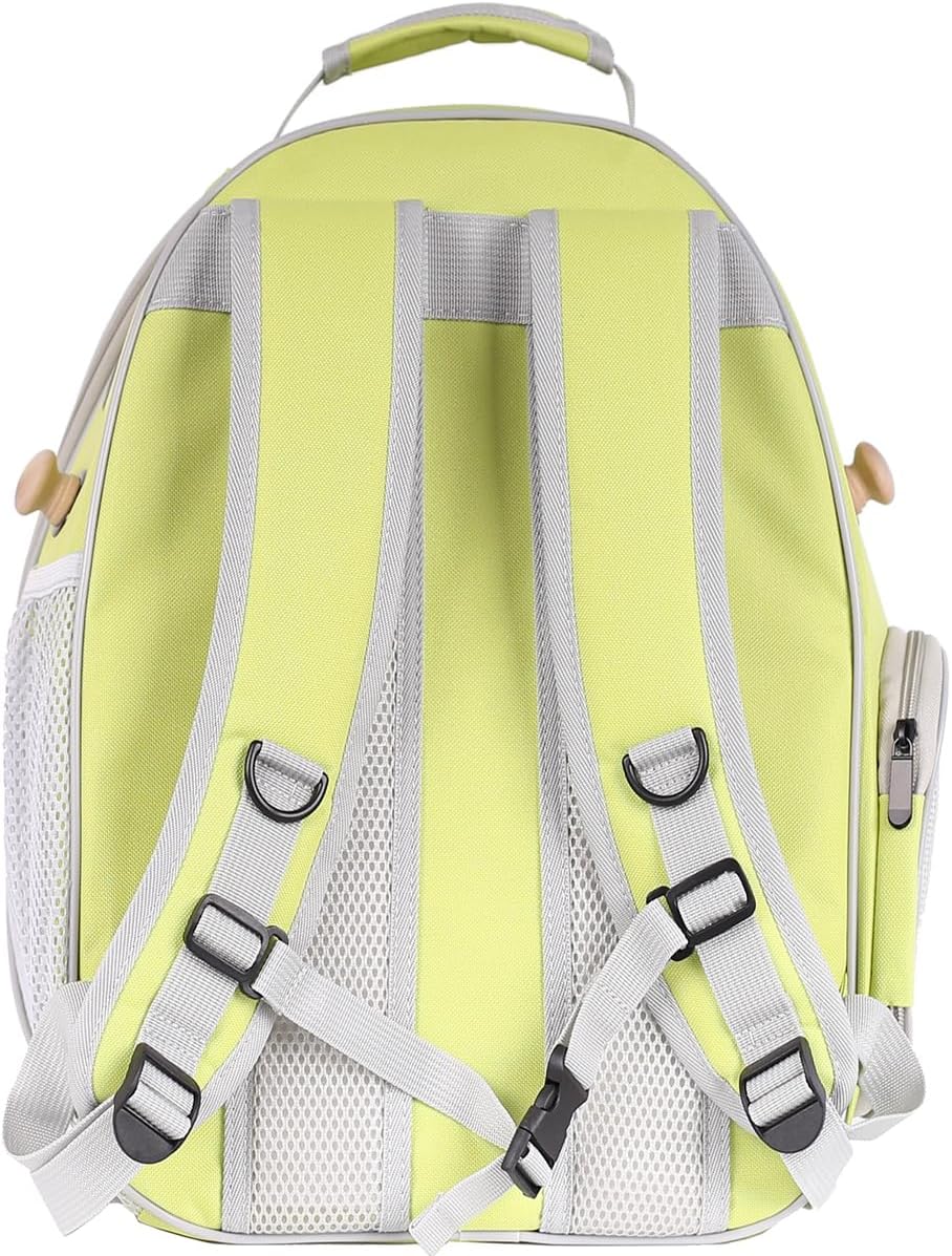 Bird Travel Backpack Carrier, Clear Bubble Window Transport Backpack for Birds, Space Capsule Astronaut Liked Vet Carry Book Bag for Parakeet Parrot (M-YEL, Clear Bubble)