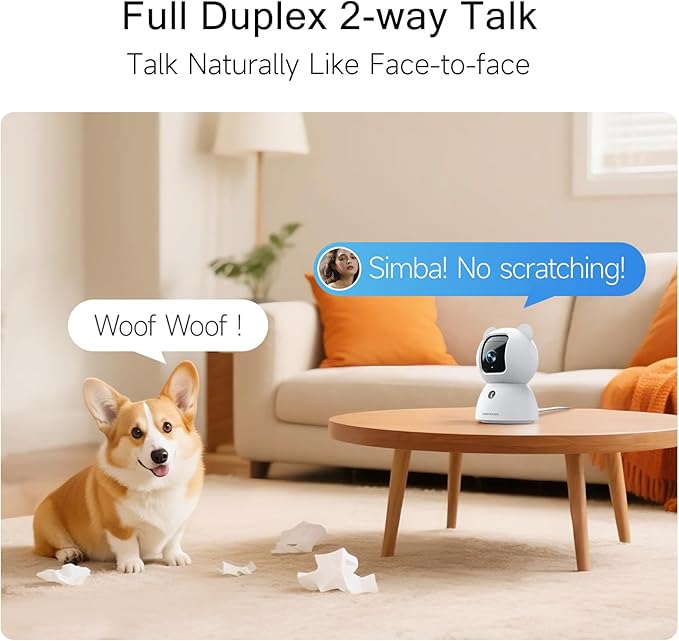 2.5K Indoor Camera 2pack, Non-Subscription AI Person/Pet/Cry Detection, 4MP Pet/Dog/Cat/Baby Camera w/Phone App, Pan Tilt 2.4GHz WiFi Cameras for Home Security, Night Vision, Full Duplex 2-Way Audio