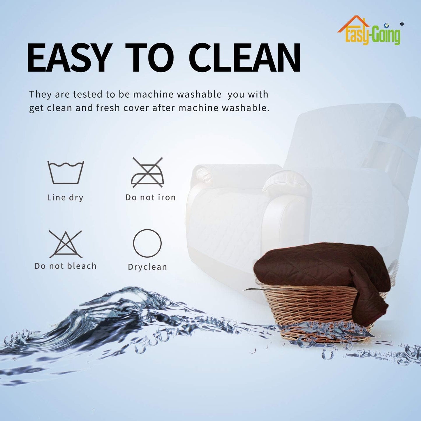 Easy-Going Oversized Recliner Cover Reversible Couch Cover Sofa Cover for Living Room Water Resistant Furniture Protector with Elastic Straps for Pets ('Large Recliner 27-29 in, Chocolate/Beige)