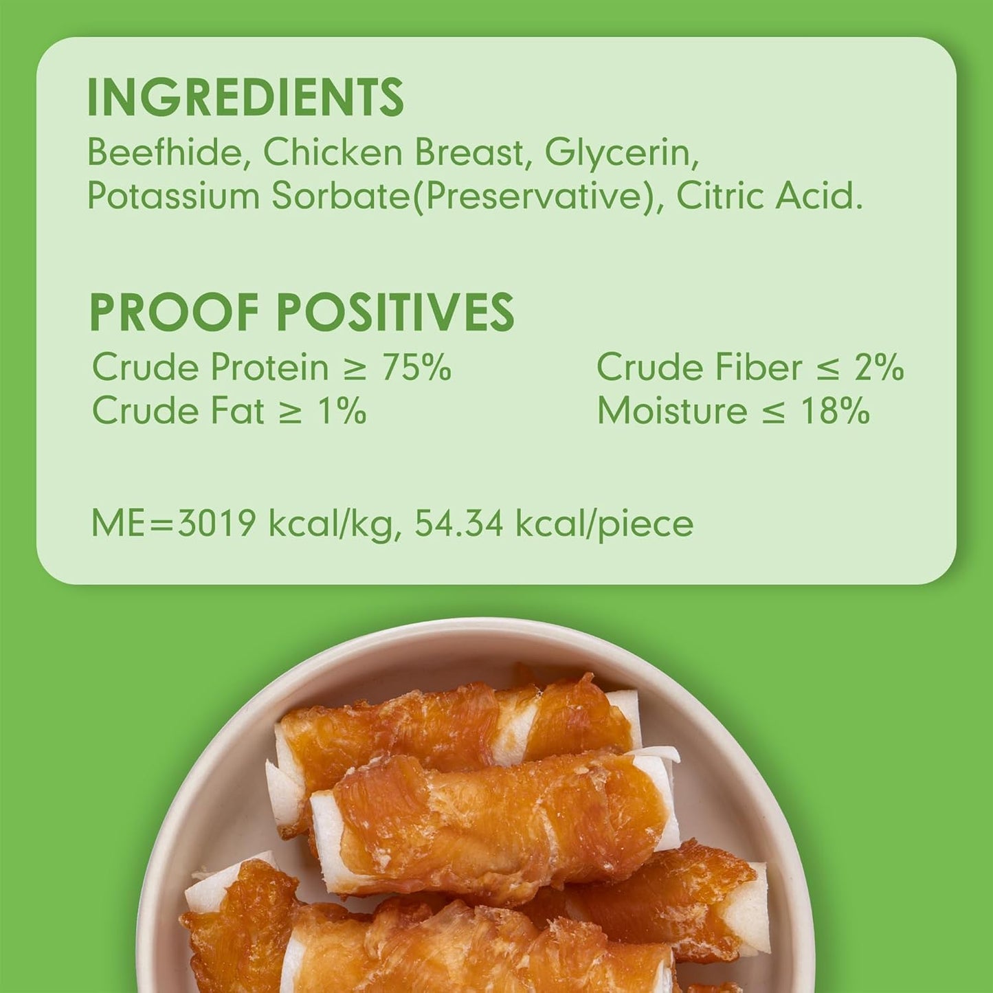 MON2SUN Dog Treats, 2.5 Inch Chicken Wrapped Rawhide Rolls, Teeth Cleaning Chews with High Protein for Small Dogs, 10.6 oz (16 Count - Pack of 1)