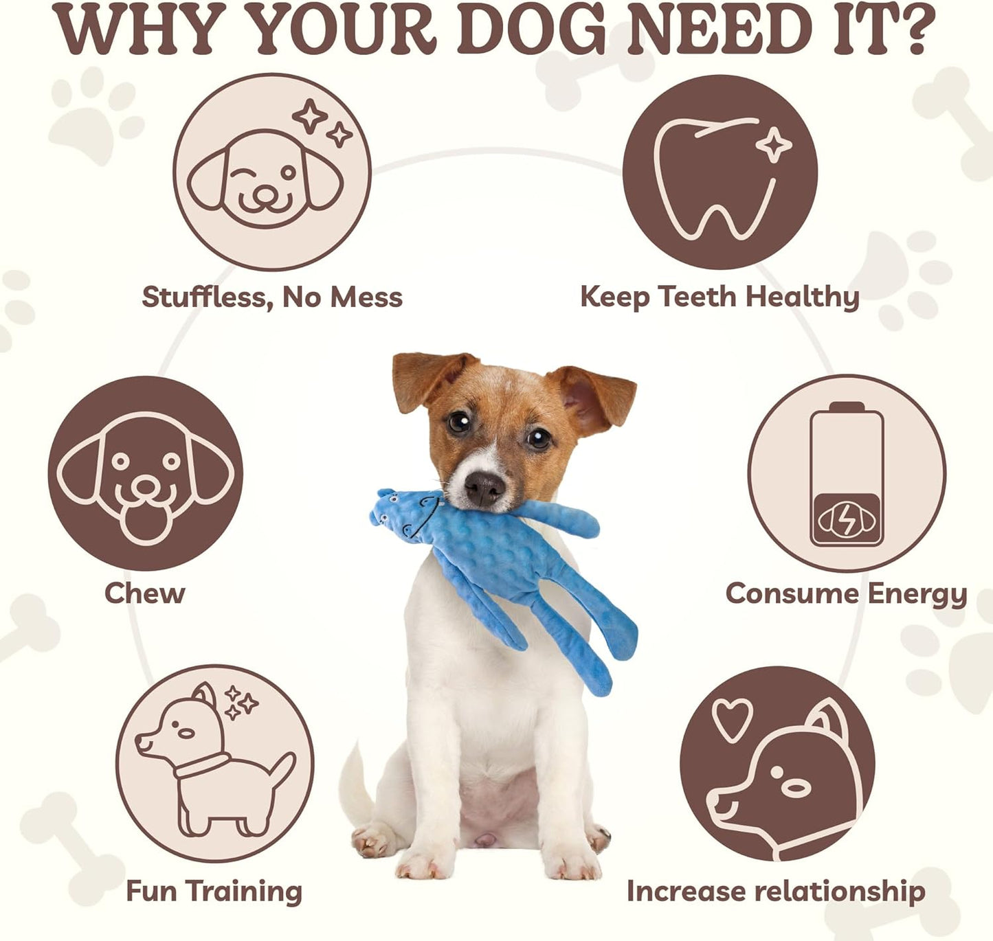 SHARLOVY No Stuffing Dog Toys Squeaky for Large Dogs, Crinkle Puppy Teething Toys to Keep Them Busy, Plush Interactive Doggie Long Lasting Chews for Aggressive Chewers