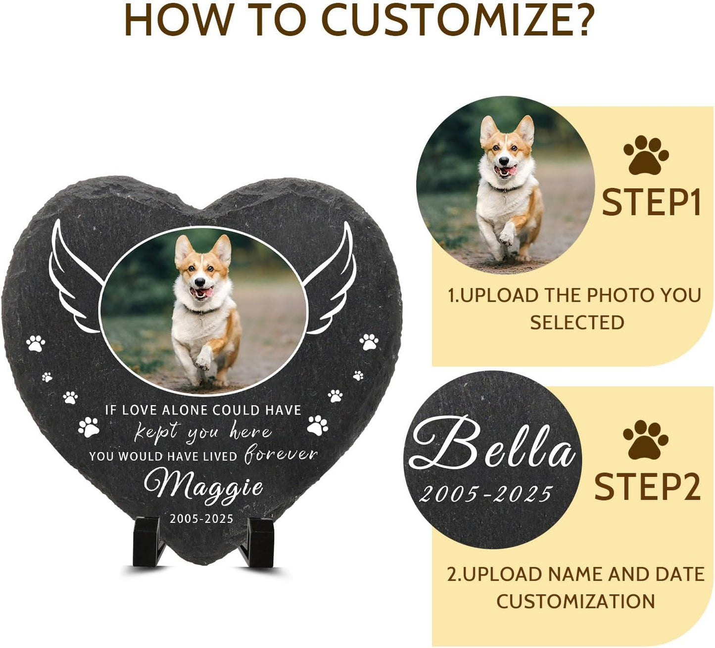 Dog Memorial Gifts for Loss of Dog Cat,Personalized Pet Memorial Stone with Photo Name,Custom Pet Remembrance Gifts,Cat Memorial Sympathy Gift,Dog Passing Away Gifts,Memorial Plaques for Dogs