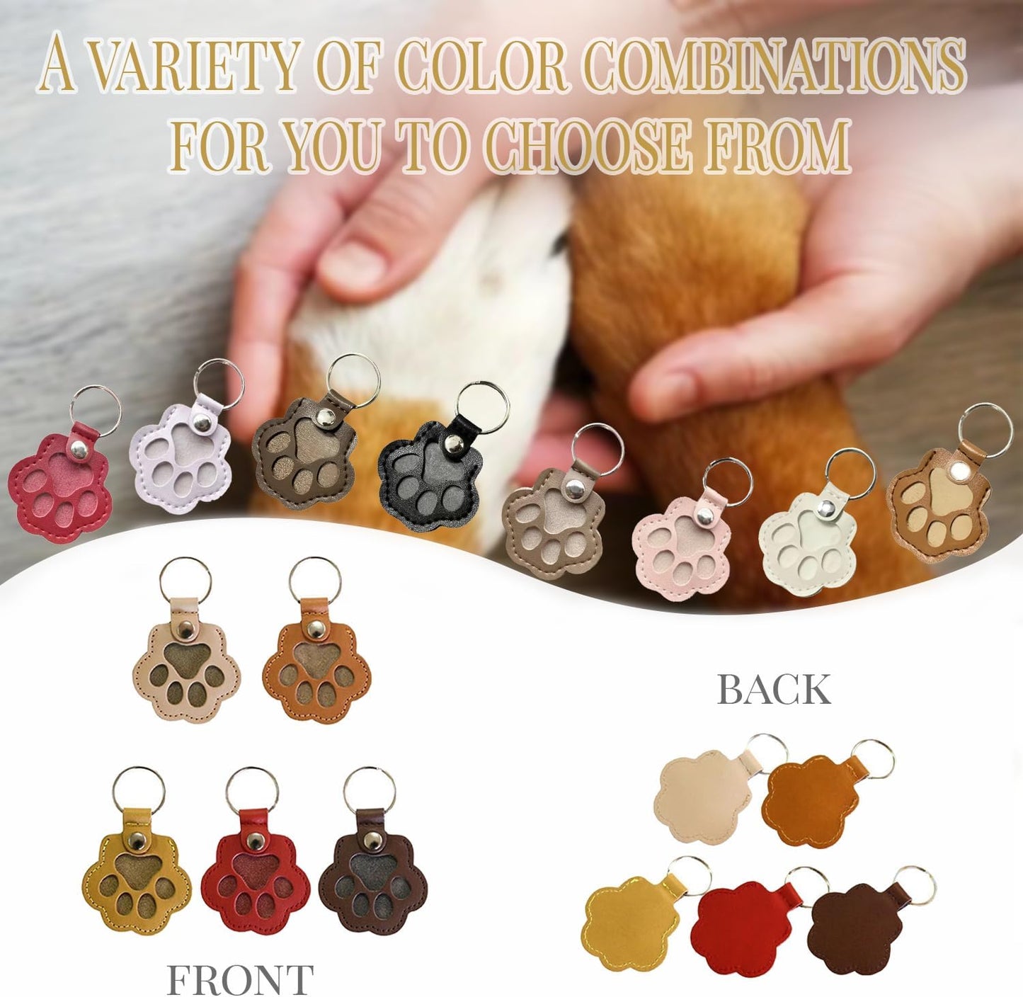 Leather Pet Memorial Keychain, Pet Hair Keepsake Keychains, Cute Leather Paw Keychains, Memorial Gift for Pet Lovers