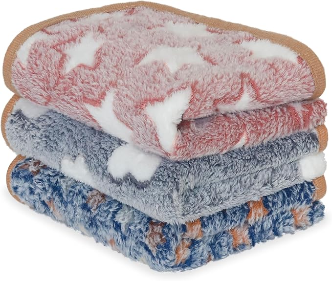 3 Pcs Dog Blanket Super Soft Pet Puppy Blankets Calming Pet Blanket for Small, Medium Large Dogs Warm Sleep Mat Washable Dog Blanket for Puppy Cat (30"×21")