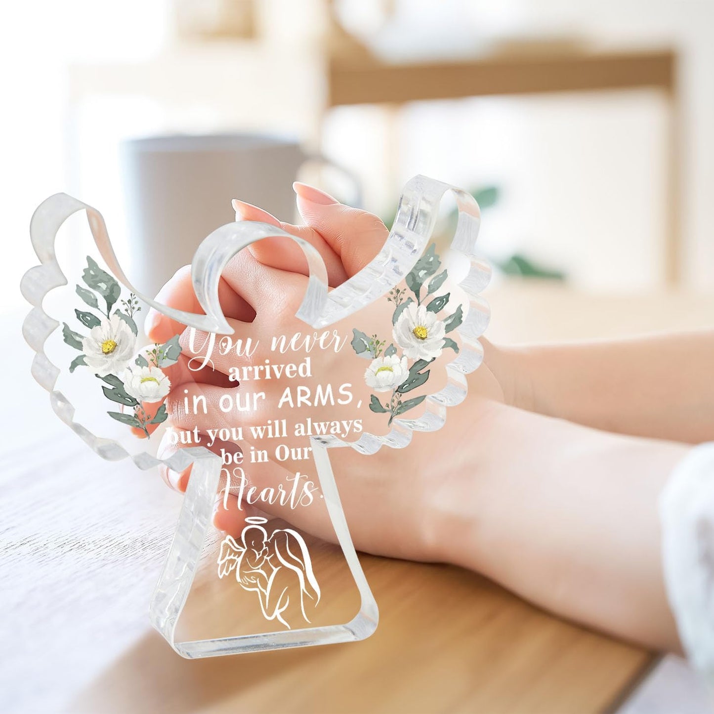 Miscarriage Gifts for Mothers, Miscarriage Condolence Gifts for Mothers, Angel Acrylic Desk Sign Decor, Grieving Gift, Sympathy Gifts for Loss of Baby, Memorial Sorry for Loss Loving Infant 4x4 inches