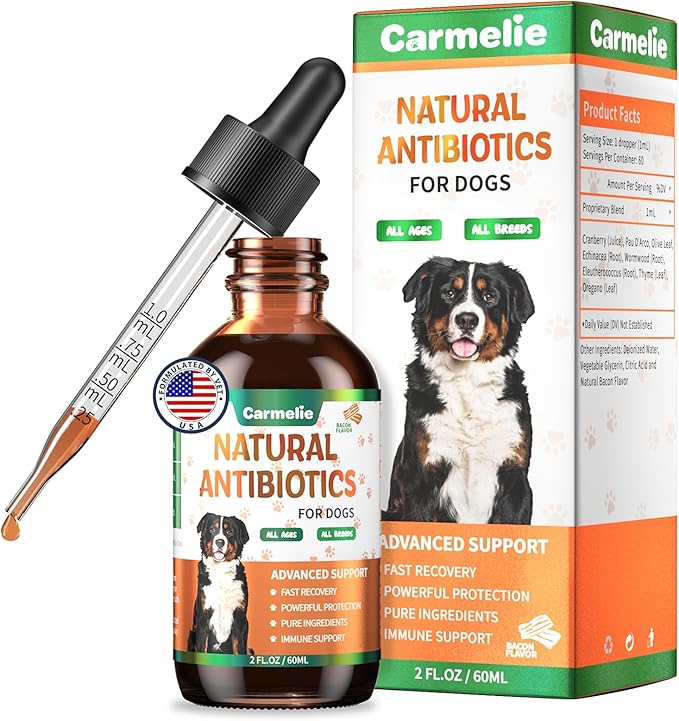 Natural Antibiotics for Dogs - Dog Antibiotics Nutritional Supplements for Skin Issue, Itch Relief, Dog and Cat Herbal Supplement Drops for Pets, Supports Skin Health - 60 ml/2 Fl Oz