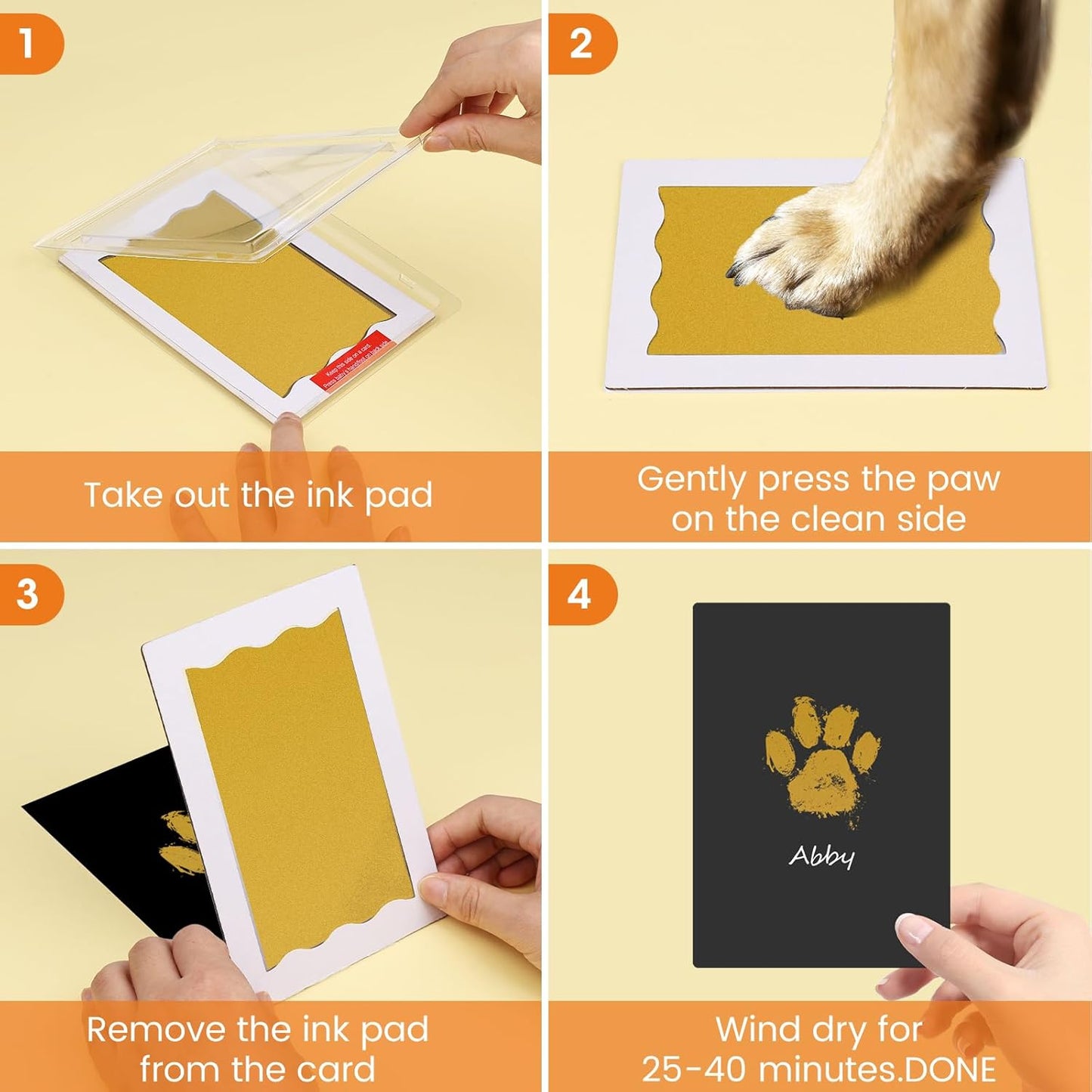 Nabance Baby Footprint Kit, Paw Print Kit, Dog Nose Print Kit, 2 Large Size Gold and Silver Ink Pads with 4 Black Imprint Card, No Mess Paw Print Stamp Pad for Dog & Cats, Nose Print Stamp Pad for Dog