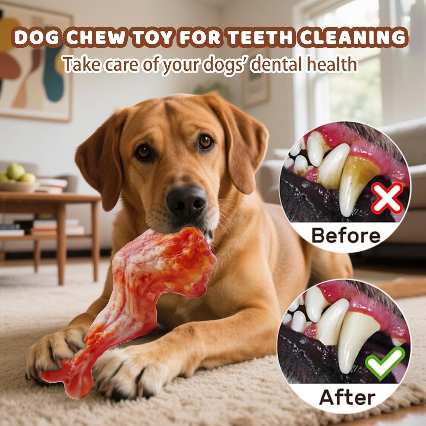 Magicorange Dog Chew Toys for Aggressive Chewers, Nylon Durable Dog Toys, Bacon Flavored Tough Chew Toys (2 Pack)