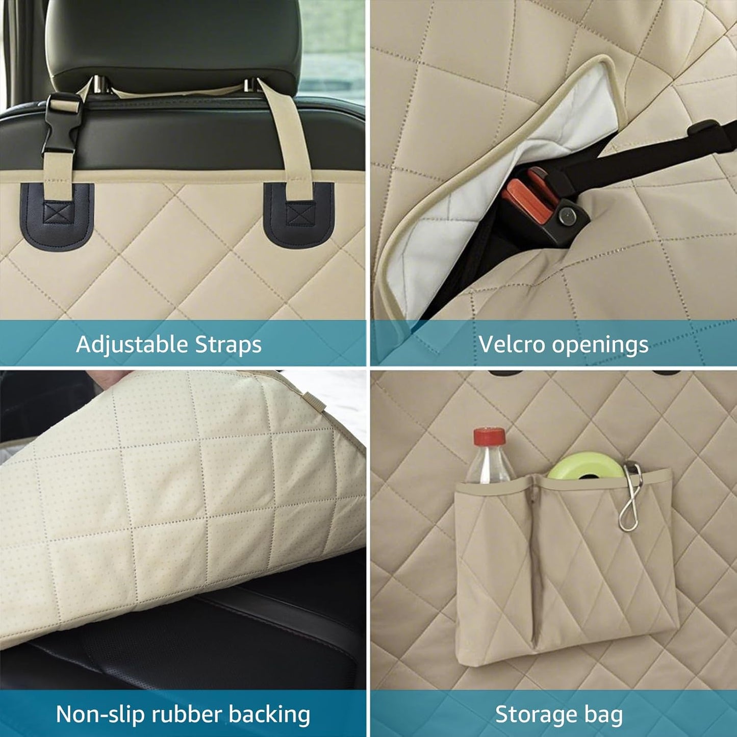 Lassie 4 in 1 Full Coverage Dog Car Floor Hammock,100% Waterproof Dog Car Seat Covers for Back Seat with Mesh Window for Sedans,Backseat Bench Protector for Cars, SUVs and Trucks etc